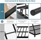 VINGLI 71 Inches Tall Loft Bed Twin Size with Flat Ladder Rung for Kids Teens Adults Heavy Duty Metal Single Bunk Bed Loft with Safety Guard Rails for Small Space, Black