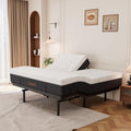 ESHINE Split Top King Adjustable Bed Frame with 14" Gel Memory Foam Mattress, Graphene Cover - Electric Upholstered Base, Massage Function, Wireless Remote, USB Ports, Under Bed Light, Grey