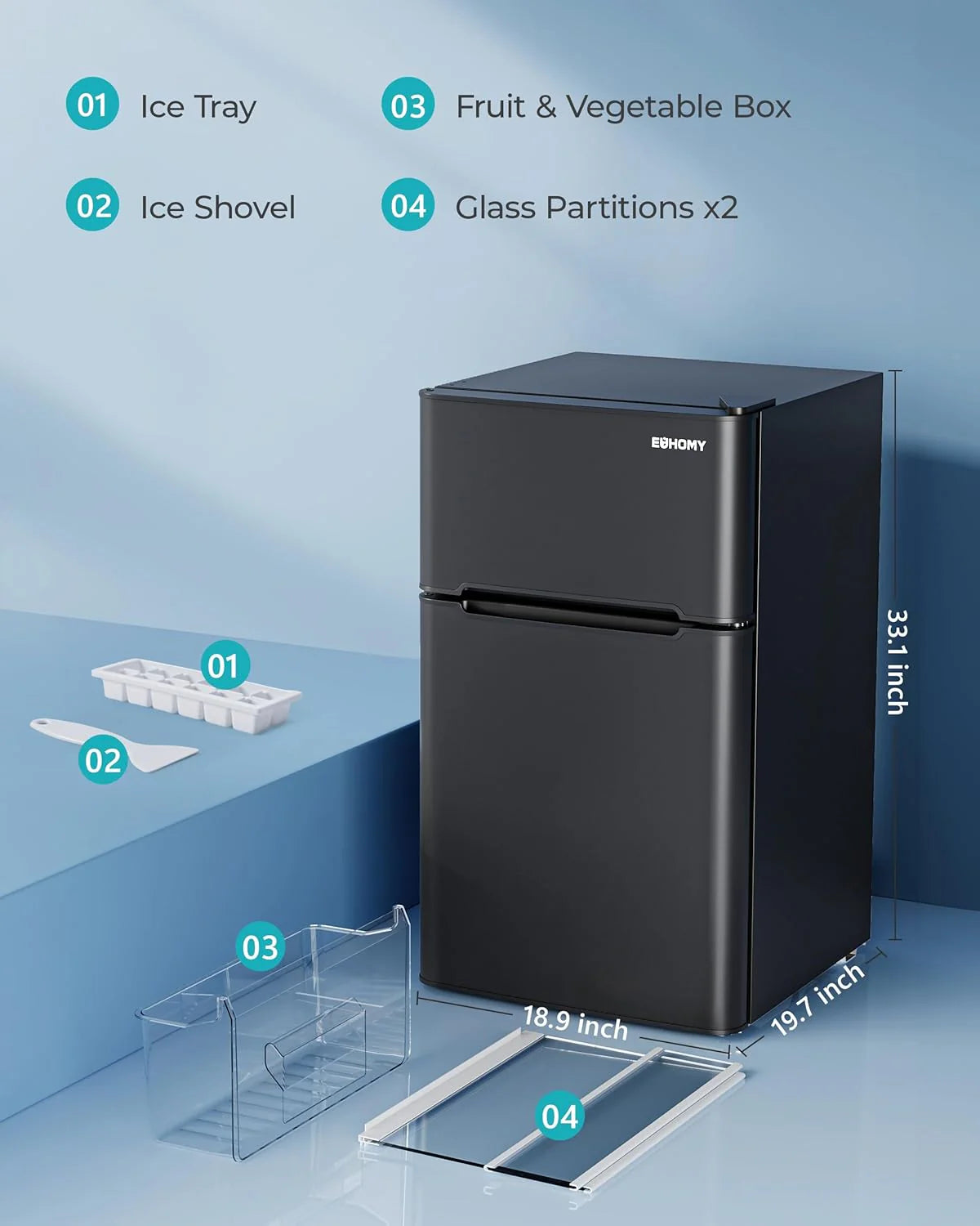 3.2 Cu.Ft Mini Fridge with Freezer  2-Door Compact Refrigerator for Bedroom, Dorm, Office or Apartment, Silver3.2 Cu.Ft Mini Fridge with Freezer  2-Door Compact Refrigerator for Bedroom, Dorm, Office or Apartment, Silver
