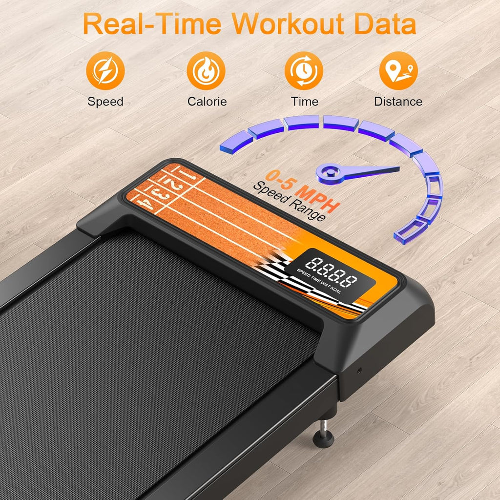 HOELLL Treadmills for Home Small with 0%-8% Incline and APP Sync, Compact Under Desk Walking Treadmill Pad with Handle Bar Removable, Remote Control and LED Display, 2.5HP