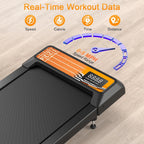 HOELLL Treadmills for Home Small with 0%-8% Incline and APP Sync, Compact Under Desk Walking Treadmill Pad with Handle Bar Removable, Remote Control and LED Display, 2.5HP