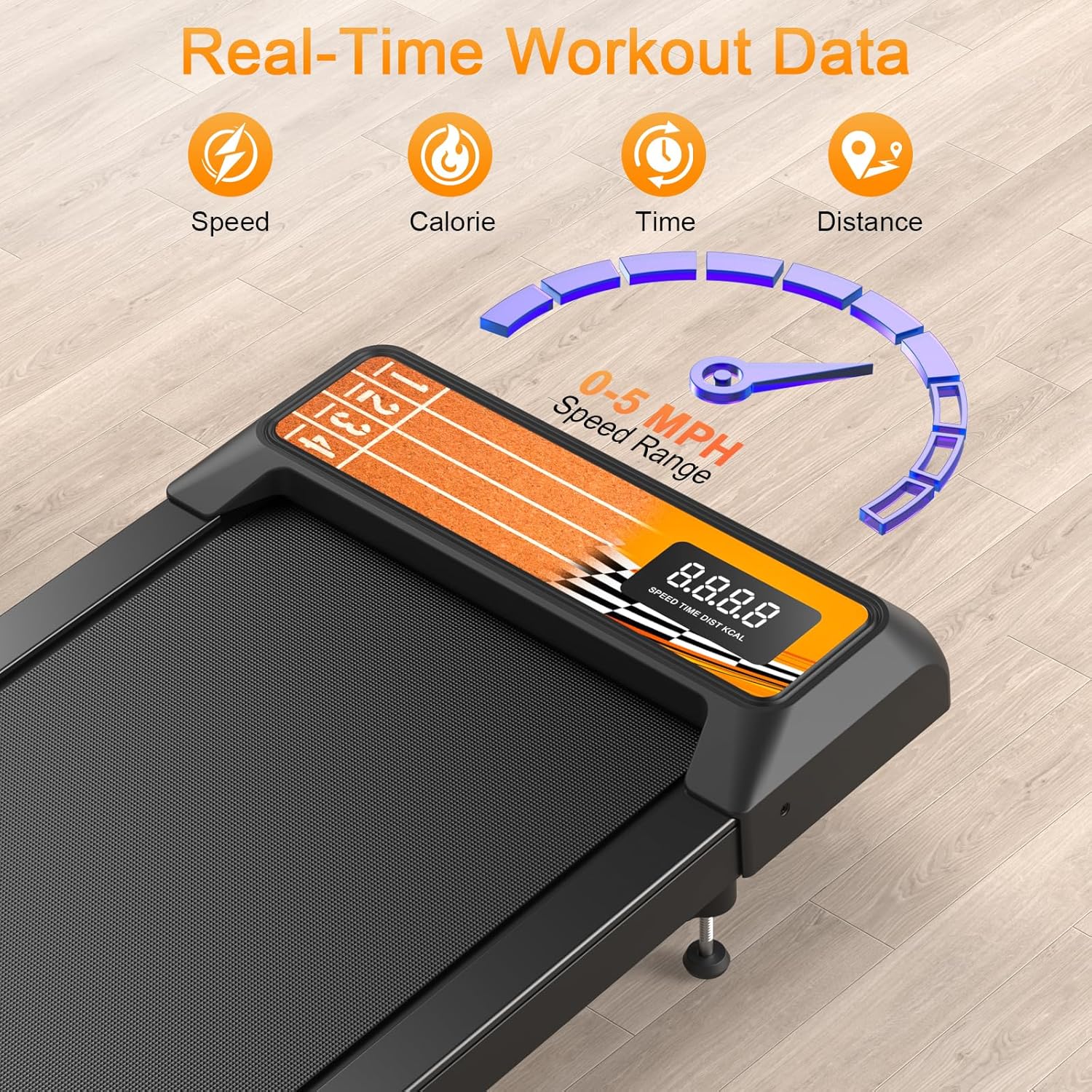 HOELLL Treadmills for Home Small with 0%-8% Incline and APP Sync, Compact Under Desk Walking Treadmill Pad with Handle Bar Removable, Remote Control and LED Display, 2.5HP