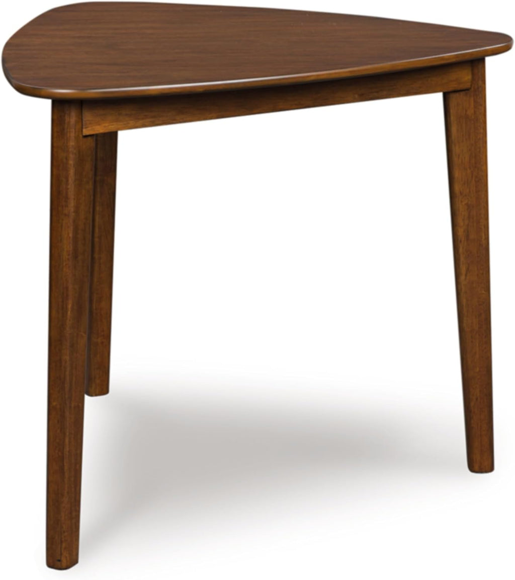 Signature Design By Ashley Lyncott Casual Triangle Dining Room Table, Mid-Century Modern, Seats 3, Rounded Corners, Wood, 35.25" W x 33.5" D x 30" H, Brown