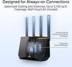 ASUS RT-BE92U BE9700 Tri-Band WiFi 7 Router  Supports New 320MHz Bandwidth & 4096-QAM  MLO  AI WAN Detection  AiMesh Support  Subscription-Free Network Security & Comprehensive VPN Features