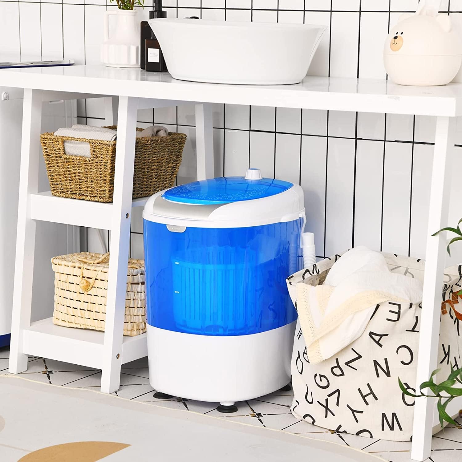 FUTADA Mini Washing Machine with Spin Dryer, Portable Clothing Washer Single Tub Washing Machine, 5.5lbs Washer Blue