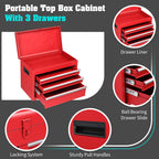 Winado 4-Drawer Rolling Tool Chest with Wheels & Lock, Tool Box with Large Storage Cabinet and Adjustable Shelf, Removable Portable Top Box for Garage, Warehouse, Factory (Red)