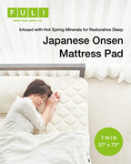 FULI Mattress Pad Infused with Restorative Japanese Onsen Minerals for Better Sleep, Rejuvenating Anti-Aging Hormesis Hot Spring Mattress Topper, Made in Japan - Twin Size (37.4" x 72.8")