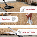 Nuloom Ashli Hand Woven, Natural, 7'6" x 9'6", Farmhouse, Jute, Soft and Textured, High Traffic, Stain Resistant, Easy Clean, Durable Area Rug for Bedroom, Living Room, Dining, Den, Foyer, Entryway