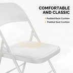 VINGLI 6 Pack Folding Chairs with Padded Seats, Metal Frame with Pu Leather Seat & Back, Capacity 350 lbs, White