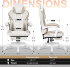 Misolant Gaming Chair, Fabric Gamer Chair with footrest for Adults, High Back Ergonomic Computer Game Chair with Adjustable Headrest and Massage Lumbar Support, 90-155° Recline Free, Beige