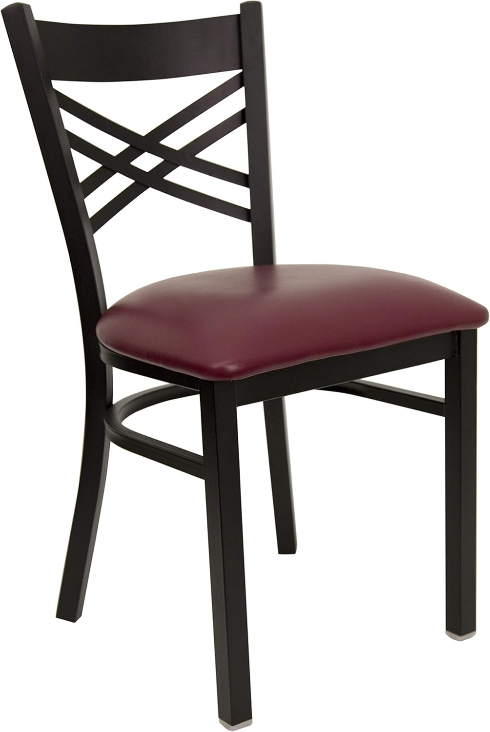 Flash Furniture 2 Pack HERCULES Series Black ''X'' Back Metal Restaurant Chair - Burgundy Vinyl Seat