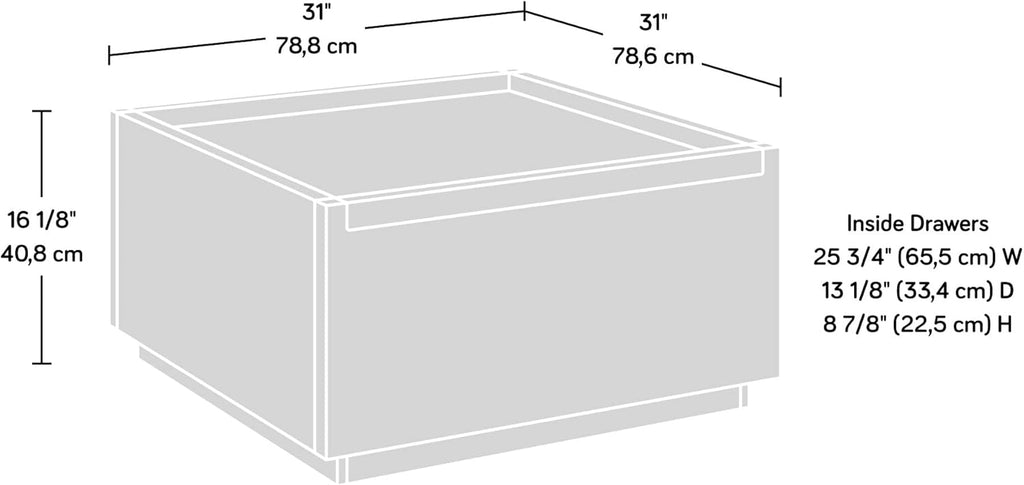 Sauder Manhattan Gate Modern Square Coffee Table, Blaze Acacia Finish