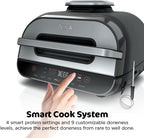 Ninja | Indoor Grill and Air Fryer| Foodi Smart XL | 6-in-1 Grill, Air Fry, Roast, Bake, Broil, Dehydrate & Crisp |Smart Thermometer & Splatter Shield | Dishwasher Safe Parts | Black/Silver | FG551