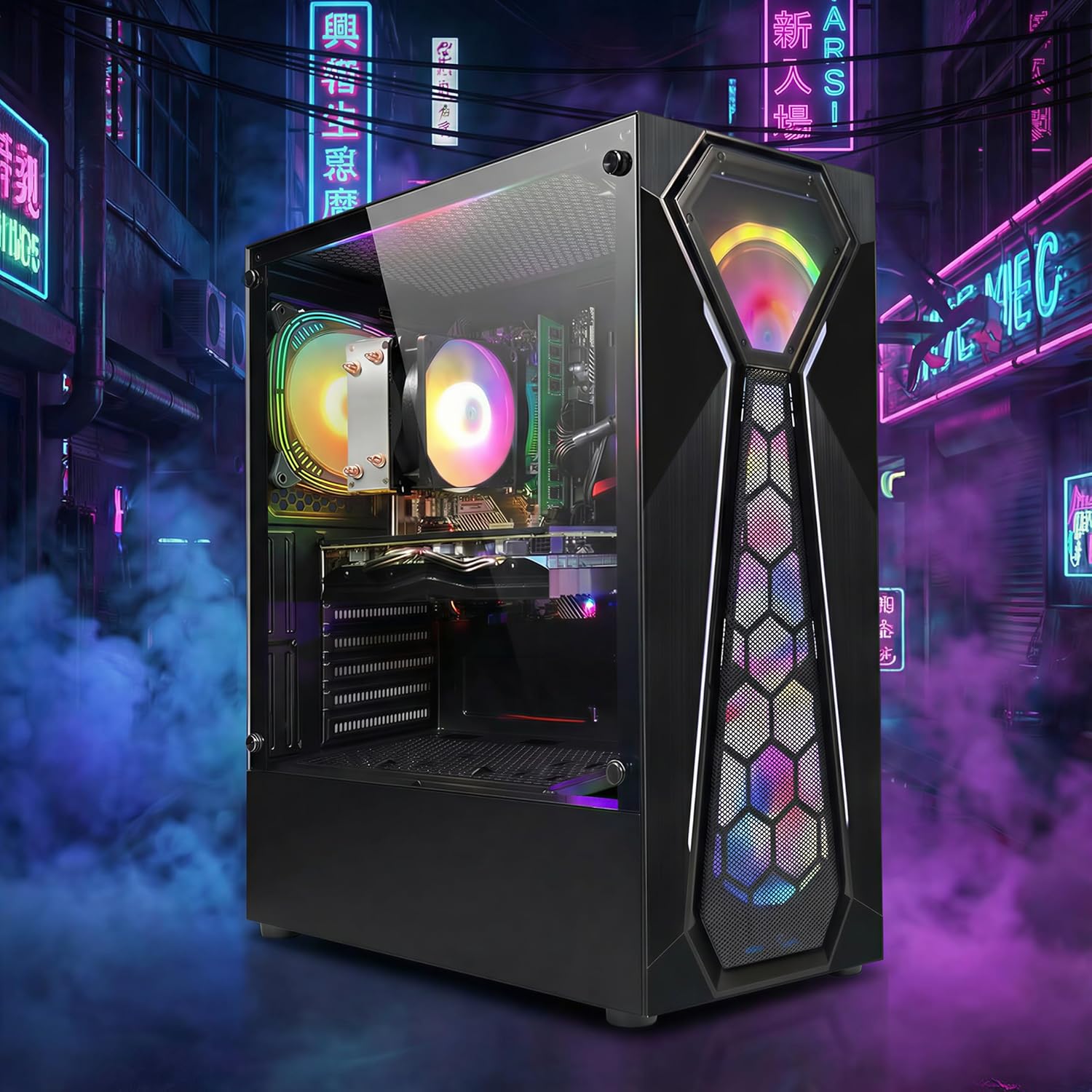STGAubron Gaming PC Computer Desktop  AMD Ryzen 5 5500 up to 4.2G  GeForce RTX 2060 Super 8G  16G DDR4  1T SSD  WiFi 6  BT 5.2  RGB Fan x4  Windows 11 Home