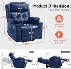 MCombo Lay Flat Triple Motor Power Lift Recliner Chair Sofa with Heat and Massage, Adjustable Headrest for Elderly, Infinite Position, Faux Leather 7661 (Blue, Medium)