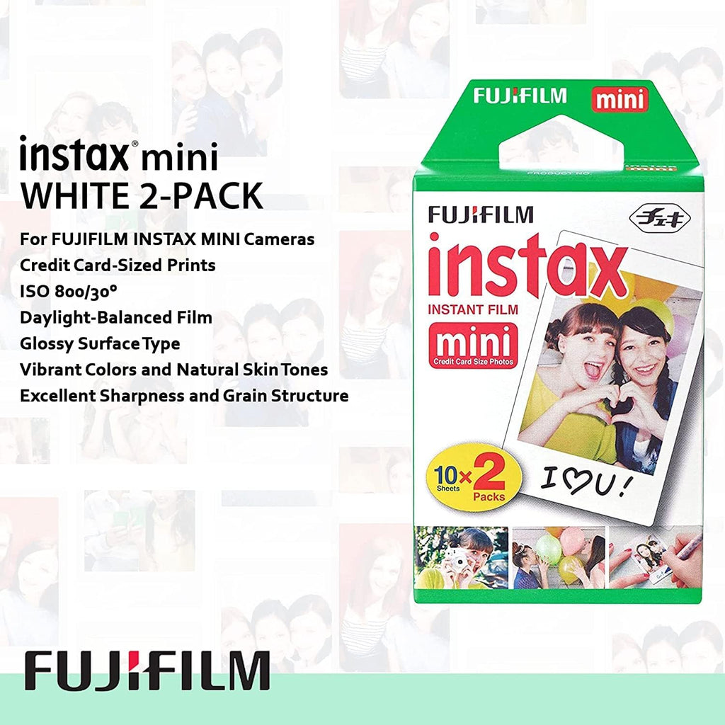 Fujifilm Instax Mini EVO Hybrid Brown Instant Camera | Instax Mini Twin Pack Instant Film | 32GB microSD Card with Adapter | Brown Camera Case