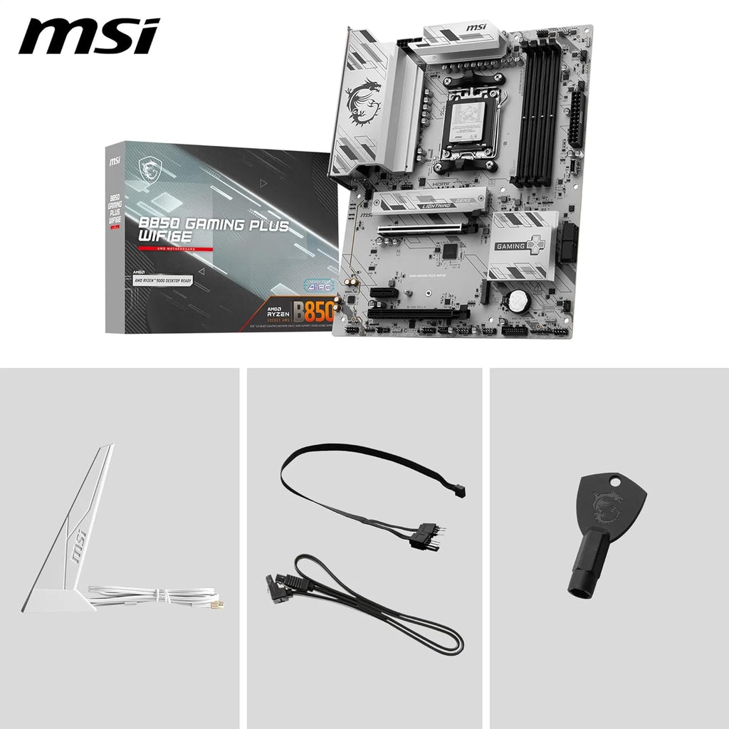 MSI B850 Gaming Plus WIFI6E Motherboard, ATX - Supports AMD Ryzen 9000/8000 / 7000 Processors, AM5 - DDR5 Memory Boost 8200+ MT/s (OC), PCIe 4.0 x16, M.2 Gen5, Wi-Fi 6E, 2.5G LAN