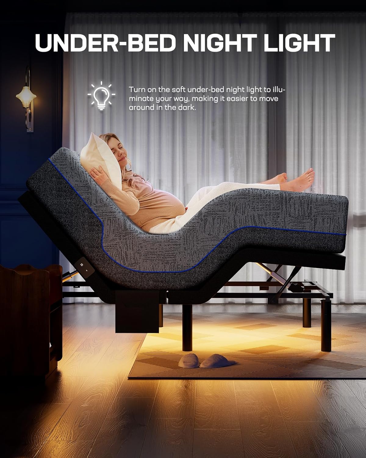 Marsail NS1 Split King Adjustable Bed Base with Massage- Smart Dual Motor Bed Frame with Wireless Remote, 3-Min Assembly, 4 USB Ports, Zero Gravity & Anti-Snore Mode