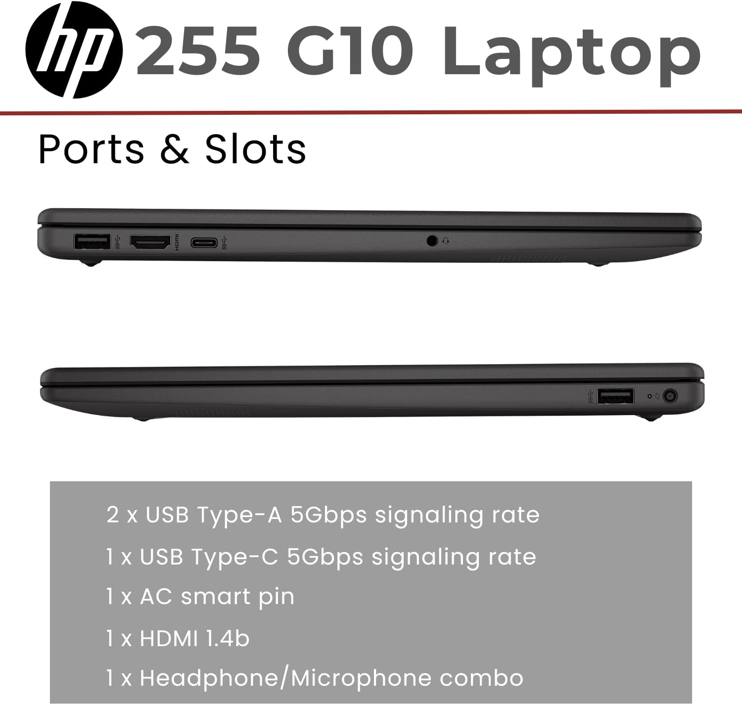 HP 255 G10 15.6" FHD Business Laptop  AMD Ryzen 7 7730U  16GB RAM  512GB PCIe SSD  Numeric Keypad  Webcam  Wi-Fi 6  HDMI  Windows 11 Pro  Black