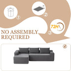 97" Cloud Sectional Couch, Modern Boneless Couch with L-Shape Chaise, Deep Seat Modular Sectional Sofa Corduroy Corner Foam Couches for Living Room,No Assembly Required(Dark Gray, Left Chaise