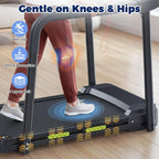 Treadmill for Senior at Home, Walking Jogging Running Pad Treadmill for Elderly, with Long Handrails, Heart Rate Monitor, Wide Running Belt, 2.5 HP, 300 LBS Capacity, PAD Stand & Cup Holder