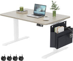 Coffee Table, Height Adjustable Electric Coffee Table with Storage Bag Lift Tabletop Dining Table Office Table with Lockable Wheels for Living Room (Grey Oak Look, 40 x 24 Inches)