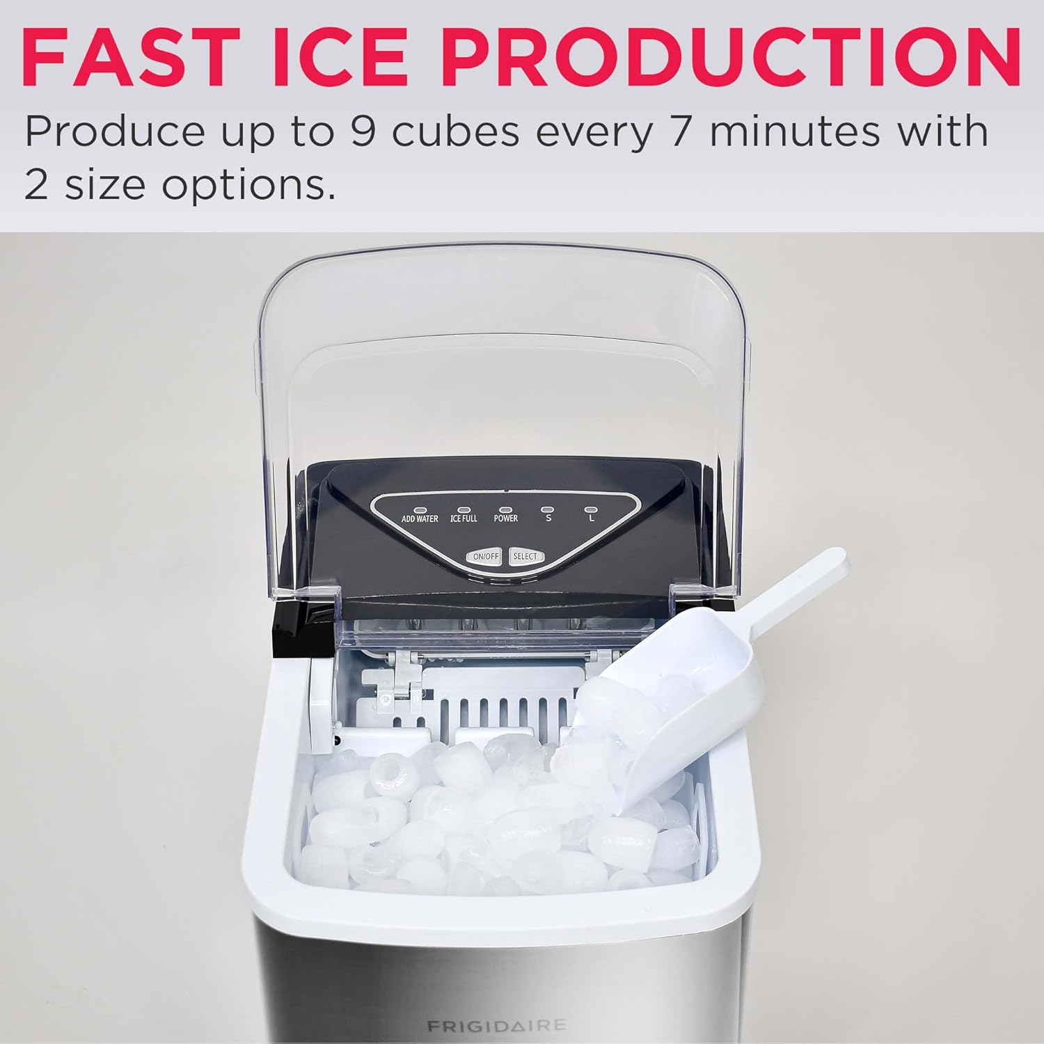 Frigidaire EFIC123-SS Counter Top Maker, Produces 26 pounds Ice per Day, Stainless Steel