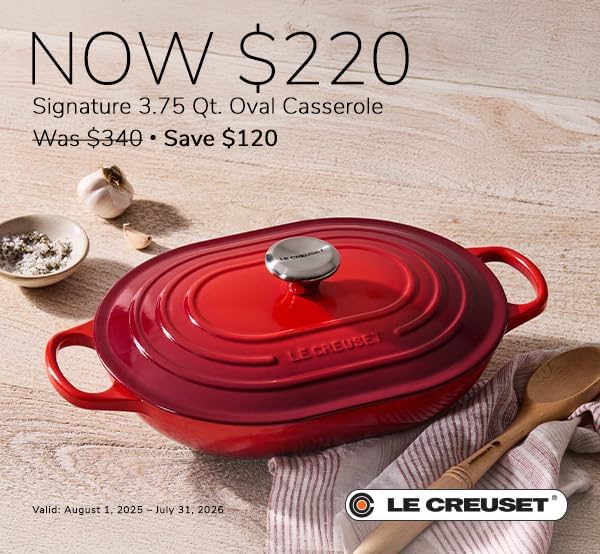 Le Creuset Enameled Cast Iron Signature Oval Casserole with Lid, 3.75 qt., Sea Salt