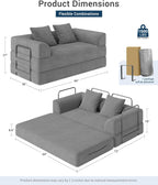 Cloud Boneless Convertible Floor Sofa Bed, 70" 4-in-1 Foldable Compressed Loveseat Lounge Sleeper 2 Seater Couches, High-Density Sponge & Corduroy Fabric Futon Daybed for Living Room Bedroom(Gray)