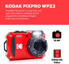 KODAK PIXPRO WPZ2 Rugged Waterproof Digital Camera  Red Bundles with Case  Monopod  Card Reader and More (9 Items)