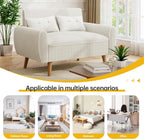 JAMFLY 47'' Small Loveseat Sofa, 2 Seat Compact Couch with Tapered Legs, White Upholstered Furniture, Solid Wood Frame, Comfy Foam Cushion, Easy Assembly for Small Spaces