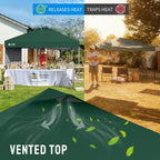 CROWN SHADES 10x10 Pop Up Canopy with 1 Side Wall - Beach Tent with One Push Setup - Outdoor Sun Shade for Events, Parties, Camping - Gazebo with STO-N-Go Cover Bag (Forest Green)