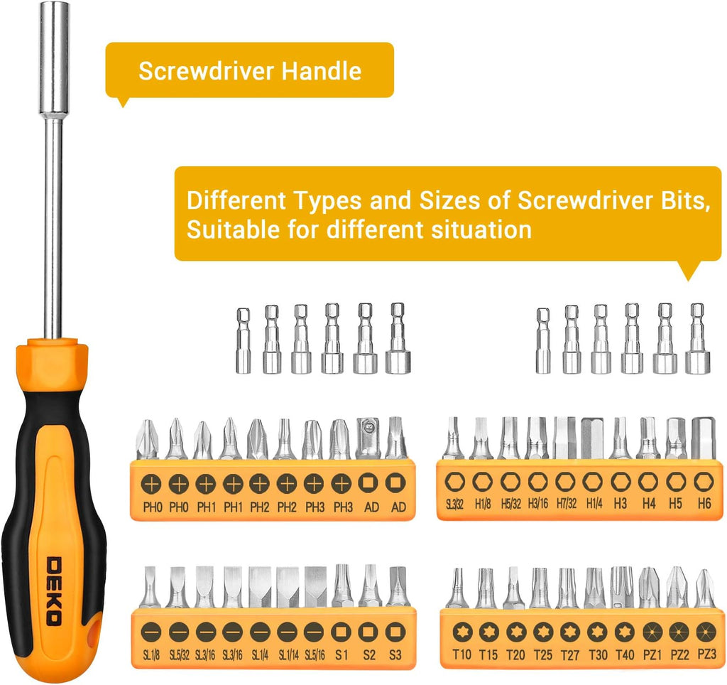 DEKOPRO 192 Piece Mechanics Tool Set Socket Wrench Set, Plastic Storage Case with Auto Repair Hand Tool Kit Wrench Tool Box Set