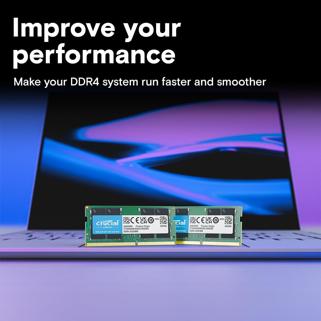 Crucial 16GB DDR4 RAM Kit (2x8GB), 3200MHz (PC4-25600), Downclockable to 2933/2666MHz Laptop Memory SODIMM 260-Pin, Compatible with 13th Gen Intel Core and AMD Ryzen 7000 - CT2K8G4SFRA32A
