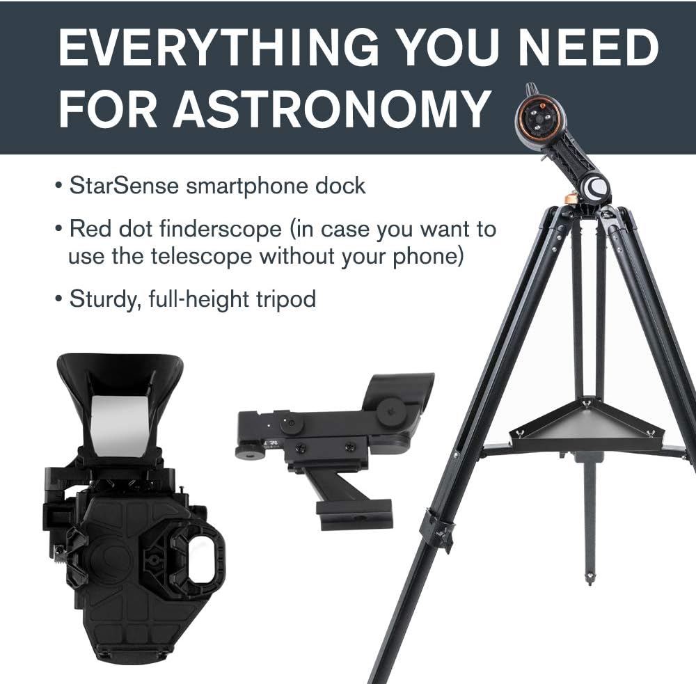 Celestron StarSense Explorer DX 130AZ App-Enabled Telescope – 130mm Newtonian Reflector with Smartphone Dock & StarSense App – iPhone & Android Compatible – Easy-to-Use for Beginners