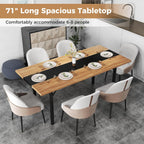 Giantex 71" Dining Table for 6-8 People, Large Kitchen Table with Heavy-Duty Metal Frame, Storage Rack, Industrial Rectangular Dinette Table for Dinner Dining Room Living Room Conference