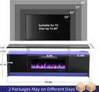 BREEZEHEAT 70 Inch Fireplace TV Stand for Up to 80" TV Console with 36'' Electric Fireplace & Outlet, Dual Led Lights Entertainment Center with Fireplace, Living Room, Black