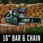 EGO POWER+ Chain Saw  16” Battery Powered Chainsaw  Electric Cordless  Includes 56V 4.0Ah Battery and Charger – CS1613