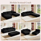 Vesgantti 119" Oversized U-Shaped Modular Sectional Sofa with 2 Movable Ottomans, Modern Cloud Couch with Deep Seat & Spring Support, Boneless Couches for Living Room, No Assembly Required, Black