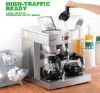 12 Cup Commercial Coffee Maker,Drip Coffee Maker Machine with 3 Warmers Plate and 3 Glass Decanters, Stainless Steel Pour Over Commercial Coffee Brewer for Restaurant, Office, Cafe Use
