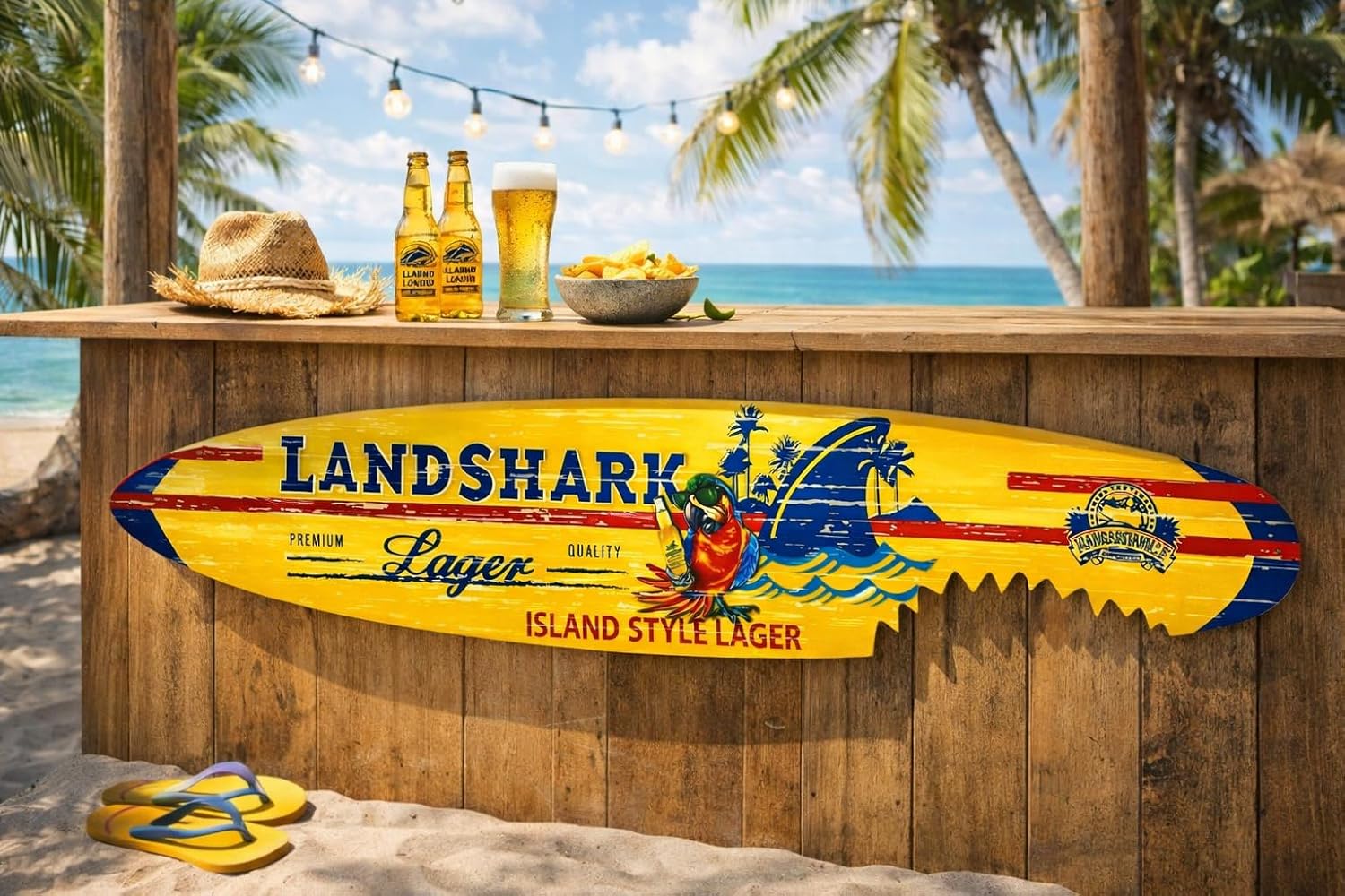 Nuekreations Surfboard Wall Decor – Island Style Tropical Beach Bar Sign – Decorative Surfboard Wall Art – 47" or 71"