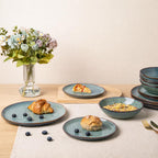 AmorArc Ceramic Dinnerware Sets,Handmade Reactive Glaze Stoneware Plates and Bowls Sets,Highly Scratch Resistant | Dishwasher & Microwave Safe Dishes Set,Service for 8 (24pc)