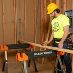 Klein Tools 80178 Folding Saw Horse, Adjustable 26 to 32-Inch Height, 2x4 Support Arms, Heavy Duty Jobsite Table, 2-Pack