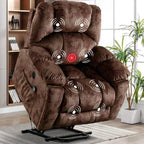 CANMOV Large Power Lift Recliner with Massage and Heat for Elderly, Heavy Duty Lift Recliner for Seniors with USB Port, 2 Hidden Cup Holders (Camel Brown)