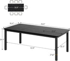 GarveeHome 70.8 in Industrial Dining Table for 6, Wooden Long Dinner Table with Mortise Tenon Design, Kitchen Table with Sturdy Metal Legs, for Dining Room Home Office Living Room, Black