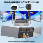 Triple Laptop Screen Extender 0.17" Ultra-Thin  14" 1080P FHD Portable Monitor for Laptops 13-17.3"  Laptop Monitor Extender 2.2 LB Lightest  USB-C HDMI Plug-Play for Mac Windows PS Switch Work Travel
