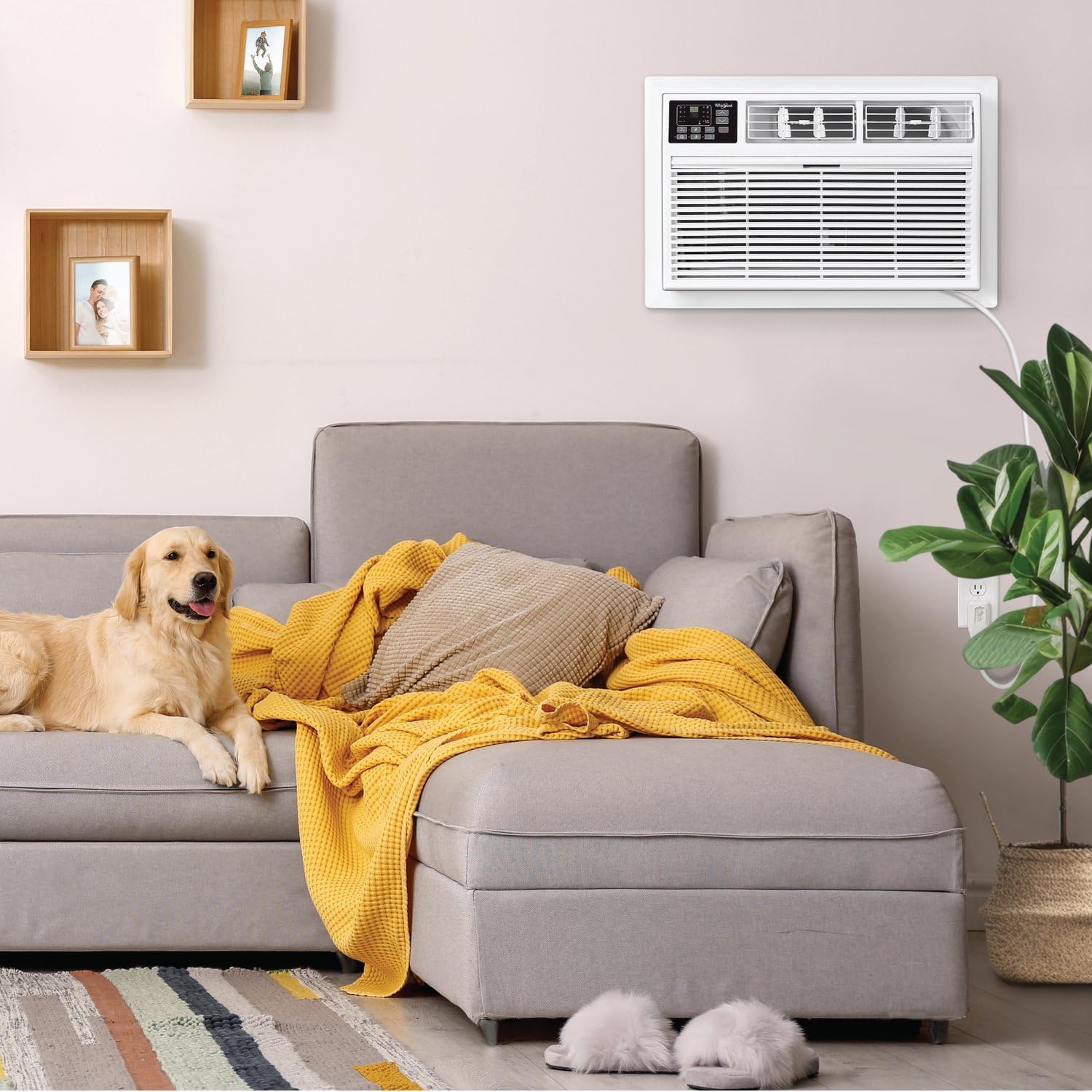 Whirlpool 10,000 BTU 230V Through-the-Wall Air Conditioner with Supplemental Heat, Dehumidifier and Remote, Wall AC Unit for Apartment, Living Room and Medium Rooms up to 450 Square Feet in White