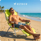 Ostrich the Deluxe 3N1 Lightweight Lawn Beach Reclining Lounge Chair with Footrest, Outdoor Furniture for Patio, Balcony, Backyard, or Porch, Lime