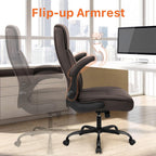 NEO CHAIR Office Desk Gaming Computer Home Chair Ergonomic Executive High Back Support Flip-up Arms Adjustable Height Swivel Rolling Wheels Comfy PU Leather (Brown)