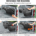 VEVOR Truck Bed Storage Box, Compatible with Chevrolet Silverado 1500 GMC Sierra 1500 2019-2020 R, Waterproof ABS Wheel Well Tool Box with Lockable Lid, 6.6 Gal/25 L Toolbox, Passenger Side, Black